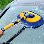 Car Wash Brush Mop Adjustable Long Handle Cleaning Brush Wet and Dry Use for Car SUV Truck Chenille Broom Telescoping Brush mop